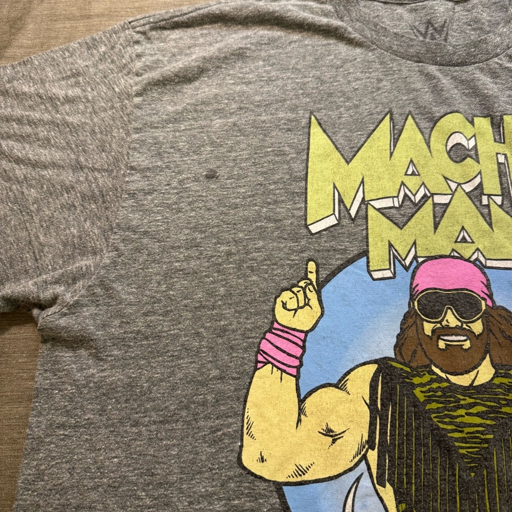 WWE WWF Macho Man Randy Savage Retro Old School Men's T-Shirt Size XL Grey - Picture 3 of 8